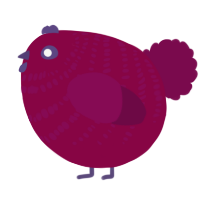 A maroon and wine chicken with a bar pattern
