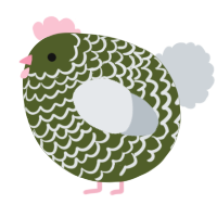 A olive and mist chicken with a lace pattern