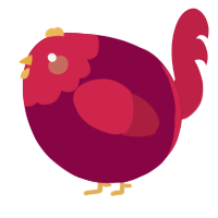 A maroon and crimson chicken with a head pattern