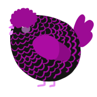A black and plum chicken with a lace pattern