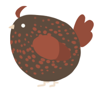 A bark and russet chicken with a speckle pattern