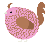 A pink and brown chicken with a lace pattern