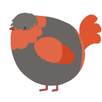 A grey and vermilion chicken with a head pattern