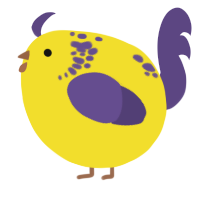 A yellow and overcast chicken with a neck-speckle pattern