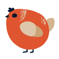 A vermilion and beige chicken with a neck-band pattern