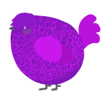 A violet and amethyst chicken with a double-lace pattern