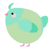 A gluppy and mint chicken with a head pattern