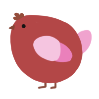 A red and pink chicken