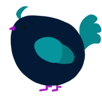 A tumblr and teal chicken