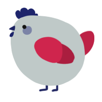 A silver and crimson chicken