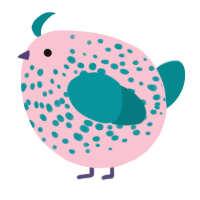 A rose and teal chicken with a speckle pattern