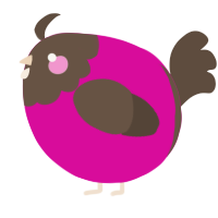 A fuchsia and bark chicken with a head pattern