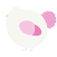 A white and pink chicken