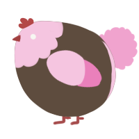 A bark and pink chicken with a head pattern