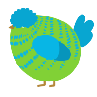 A grass and cerulean chicken with a bar pattern