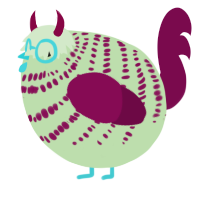 A gluppy and wine chicken with a bar pattern
