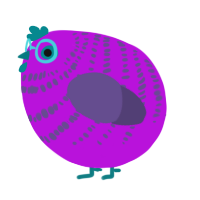 A amethyst and overcast chicken with a bar pattern