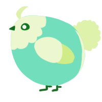 A mint and apple chicken with a head pattern