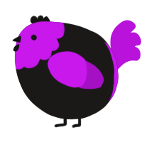 A sable and amethyst chicken with a head pattern