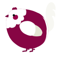 A maroon and white chicken with a head pattern