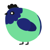 A spring and navy chicken with a head pattern