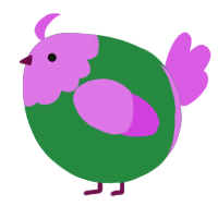 A viridian and orchid chicken with a head pattern