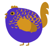 A indigo and ochre chicken with a half-lace pattern