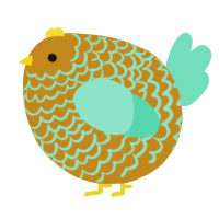 A ochre and mint chicken with a lace pattern