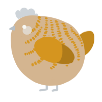 A beige and ochre chicken with a half-bar pattern