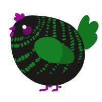 A sable and leaf chicken with a bar pattern