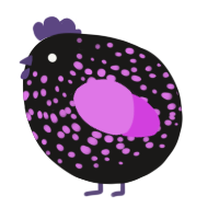 A sable and orchid chicken with a speckle pattern