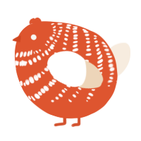 A vermilion and cream chicken with a bar pattern