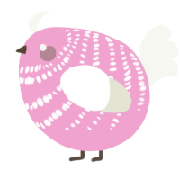A pink and white chicken with a bar pattern