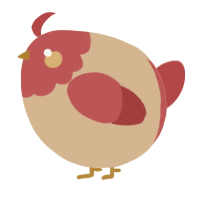 A beige and red chicken with a head pattern