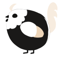 A sable and cream chicken with a head pattern