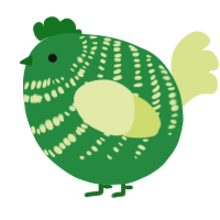 A viridian and lemon chicken with a bar pattern