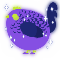 A blurple and navy chicken with a half-lace pattern