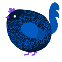 A tumblr and ultramarine chicken with a double-lace pattern