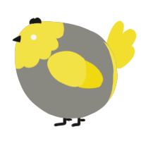 A ash and yellow chicken with a head pattern
