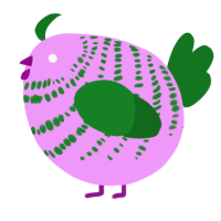 A lavender and leaf chicken with a bar pattern