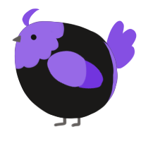 A sable and blurple chicken with a head pattern