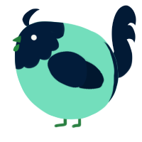 A mint and tumblr chicken with a head pattern