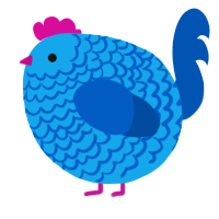 A sky and ultramarine chicken with a lace pattern