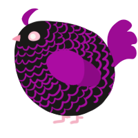 A sable and plum chicken with a lace pattern