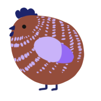 A russet and lilac chicken with a bar pattern
