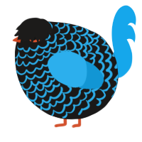 A sable and sky chicken with a lace pattern