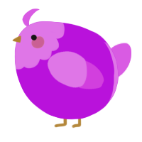 A amethyst and orchid chicken with a head pattern