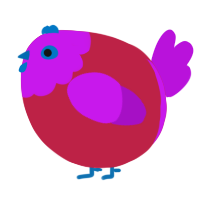 A crimson and amethyst chicken with a head pattern