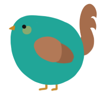A turquoise and brown chicken