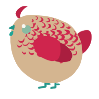A beige and crimson chicken with a half-lace pattern